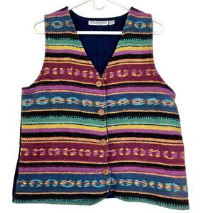 Vintage Tangibles Rainbow tapestry southwestern 90s Y2K western hippie vest M